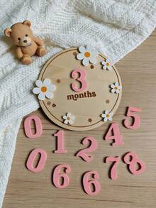 木质圆形日历卡、木质里程碑纪念卡套装、木质里程碑胎记、摄影里程碑卡、1个月至1岁成长卡、孕期里程碑拍照道具、圣诞节和新年礼物 - 彩色 - 查看 8