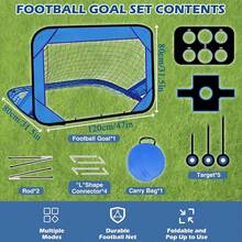 4-In-1 Portable Detachable Football Training Goal Net - Multi-Functional Shooting Target Practice Net (Single/Dual Ball Mode), Durable Blue Net Cloth, Indoor/Outdoor Dual Use, Compact Design, Comes With Small Storage Bag - Blue - View 4