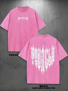 1PC Y2K Vintage Washed T-Shirt |   Men's YLA Graphic Tee |   Gym Graphic Tee |   Gifts For Men Or Boyfriend |   100% Cotton |   230Gsm Thickened Fabric |   Unisex YIAT - 玫紅色 - 查看 1