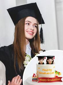 1 Set Of Graduation Season Doctoral Gown Doll Cake Decorations, Graduation Party Cake Decorations, Graduation Ceremony Cake Ornaments, Graduation Party Favors, Graduate Surprise Cake Gifts, Graduation Photo Props, Birthday Party Cake Decorations. - View 3