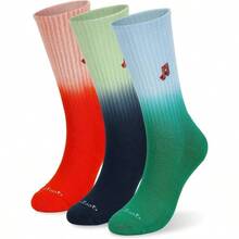 Women's And Men's 3 - 8 Pairs Athletic Cushion Crew Socks Multi - One Size + [Melody] Multi Dip-dye (3 Pairs) - View 1