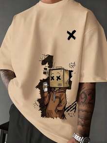 Nuevas  de moda: Camiseta de manga corta con estampado de dibujos animados para hombre Manfinity Dauomo, Verano - Blanco 3 - Ver 1