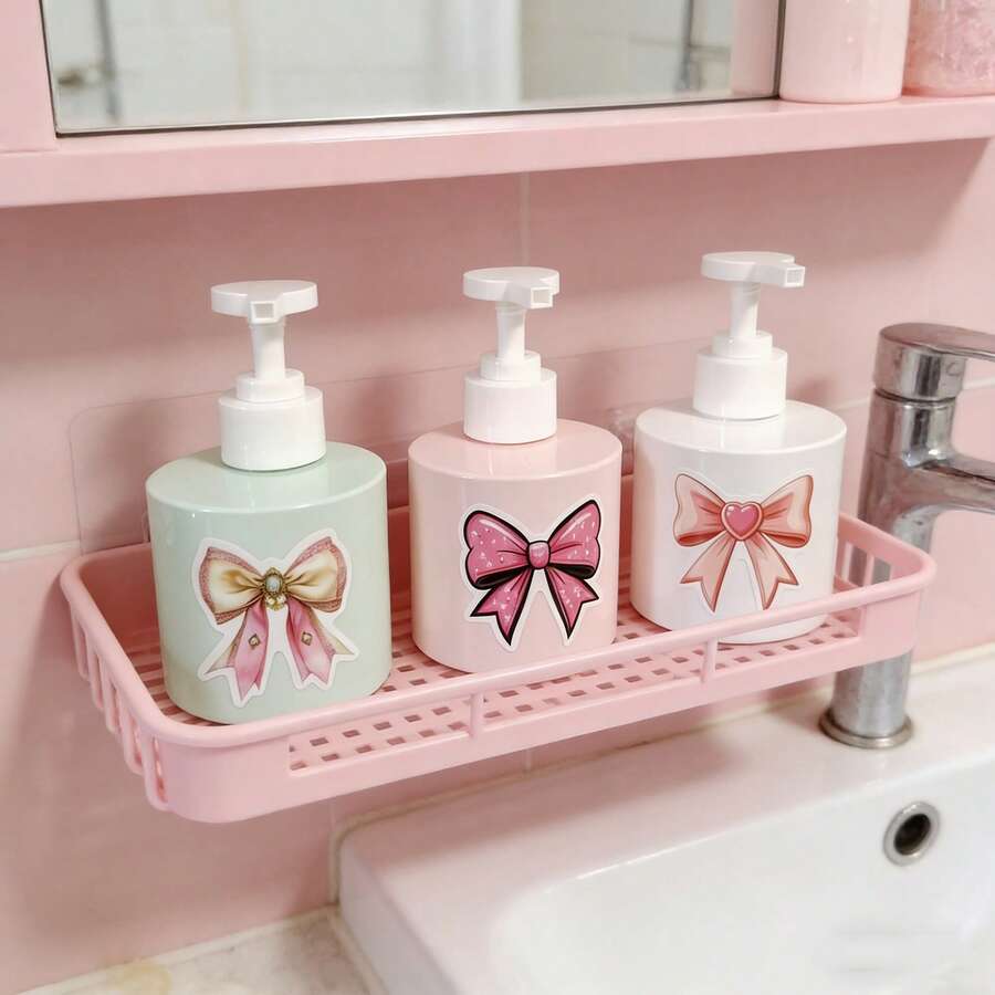 Bows In Pink Or White - Fresh Summer Packaging Bottles For Hand Sanitizer, Shower Gel, Shampoo, Lotion, Makeup Remover, Cosmetics, Empty Bottles. Suitable For Bathroom Hand Sanitizer Bottles, Travel Squeeze Bottles, Portable Squeeze Bottles. Very Suitable As Holiday Gifts, Birthday Party Gifts, Gift Exchanges Between Good Friends, Mother's Day Gifts, Daily Items, Office Desks, Makeup Tables Decorations. - Multicolor - View 1
