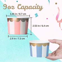 Tazas de helado de papel 50 cuencos desechables de postre de 9 onzas para alimentos fríos o calientes suministros de fiesta de 9 onzas tazas de regalo para Sundae yogur congelado sopa 5 colores - Multicolor - Ver 4