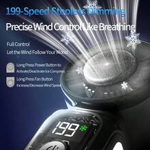 Kipas Tangan Mini Saku Turbo Qixin, Pendingin Es dengan Cermin & Lampu LED, 1–199 Tingkat Kecepatan, Baterai Isi Ulang Terintegrasi 3600mAh, Kecepatan Maksimum 17000 RPM, Sempurna untuk Perjalanan, Aktivitas Luar Ruangan, Rumah & Kantor - Mini Genggam - View 9
