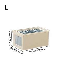 1/2 件带盖/无盖布质折叠收纳盒，带可见窗口，家用抽屉式牛仔裤收纳盒 - 帶蓋米色 - 查看 8