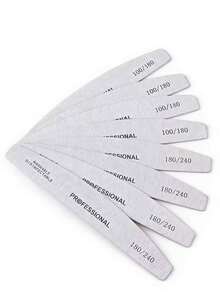 7件套灰色指甲锉半月形细锉100/180目木质美甲工具 - 淺灰色 - 查看 8