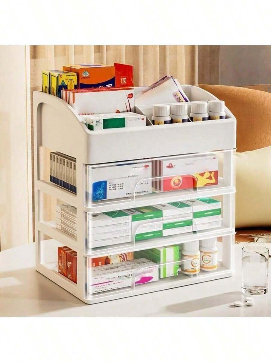 Hộp đựng đồ gia dụng chống bụi dạng ngăn kéo, kệ đựng đồ trang điểm, hộp đựng đồ trang điểm nhiều tầng trong suốt.