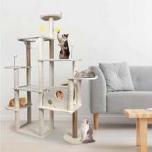 Casa Mueble Rascador para Gatos Torre Multinivel 170 Cm Árbol Color Beige - Beis - Ver 7