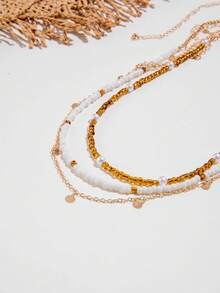 3pcs/Set Bohemian Style Resin Contrast Color Geometric Beaded Waist Chain, Suitable As Gift For Women On Beach Vacation - 27889-colour - View 4