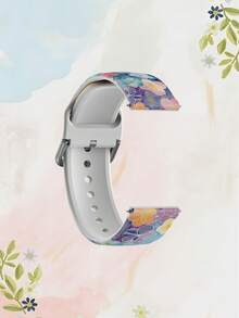 20/22mm 通用渐变花卉图案智能手表表带，兼容三星、荣耀智能手表 - 硅胶表带，适用于 GT2/GT3、Watch 3/Galaxy - 彩色 - 查看 3