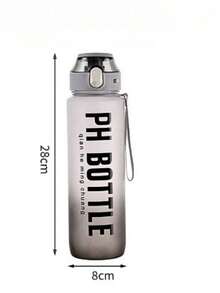 Bouteille de sport portable de haute qualité, finition mate dégradée, bouteille d'eau en plastique de 1000 ml pour le fitness et les activités de plein air - Gris - Voir 8