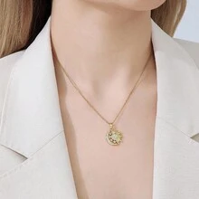 1pc Fashion Versatile Star, Moon & Sun Shaped Rhinestone Zinc Alloy Pendant Necklace, Suitable For Women's Daily Wear, Party, Gift, Summer Accessory - Yellow Gold - View 12