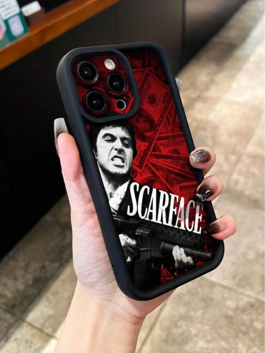 1个黑色和红色美元钞票及伤疤图案防震手机壳，兼容 17 Air/17 Pro Max/17/16 Plus/15/14/13/12/11/XSM/XR - 彩色 - 查看 1