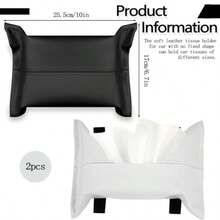 2 Soportes para pañuelos de Coche Suave Piel sintética para Visera de Sol Soporte para pañuelos en el Coche dispensador de servilleteros para Coche Accesorios de Coche Negro y Blanco - Negro y blanco - Ver 2