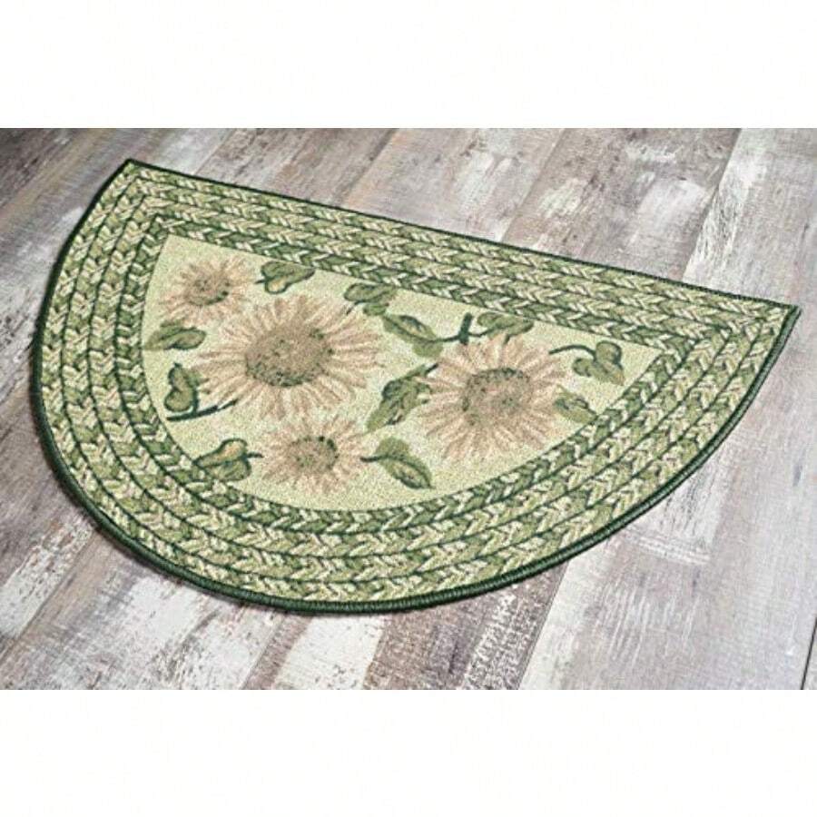 Brumlow MILLS Sunflower Braid Printed Pattern Rustic Floral Area Rug for Kitchen Entryway Bathroom Mat and Home Décor 19" x 31" Sage - como en la foto - Ver 1