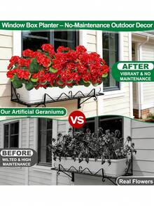 4束仿真天竺葵，适合户外夏季装饰，红色仿真丝花，抗紫外线，不褪色，外观逼真，可用于门廊、花园、家居花盆、露台、春季墓地装饰。 - 紅色 - 查看 9