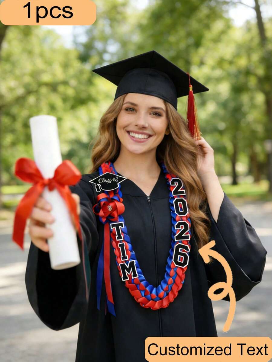 1pc 2026 Graduation Wreath/Shawl, 2026 Graduation Commemorative Wreath, Graduation Ceremony Accessory, University Graduate Gift, Graduation Gift, Graduation Party Wreath, Personalized Woven Ribbon Wreath, Graduation Commemorative Wreath, Custom Gift, Custom Handicraft, Gift For Graduates - Nhiều màu - Xem 1