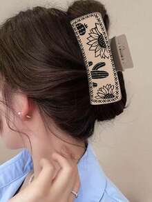 1/4 chiếc kẹp tóc vuông bằng da họa tiết da bò, hoa hướng dương, xương rồng phong cách Bohemian, cao cấp, phù hợp với tóc dày, tóc đuôi ngựa, phong cách thường ngày, dự tiệc, lễ hội, quà tặng. - Nhiều màu - Xem 4