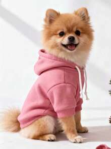 1 buah Hoodie Minimalis Warna Pink Pucat Polos untuk Hewan Peliharaan, Lengan Raglan Gaya Korea, Sweatshirt Hangat Nyaman untuk Semua Jenis Kucing dan Anjing, Dapat Digunakan di Dalam dan Luar Ruangan - Watermelon Pink - View 8
