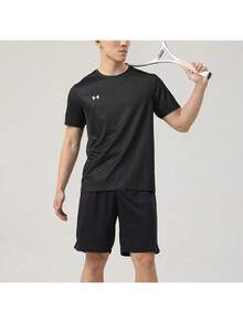Áo thun unisex Under Armour, mẫu mới mùa hè 2026, áo thun thể thao bóng đá, áo thun cổ tròn tay ngắn thoáng khí dành cho tập luyện, chạy bộ, thể dục 25500512-001 - màu đen - Xem 3