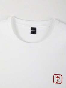 Men's Casual Short Sleeve Crew Neck Summer Print T-Shirt, Summer Streetwear Tee, Drop Shoulder Tee, Gifts For Boyfriend, Back To School Graphic Tees - 酒紅色 - 查看 6
