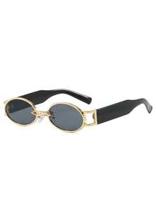 1pc Women's Fashion Metal Oval Minimalist Niche Elegant Fashion Glasses, Suitable For Daily Wear, Outdoor Sun Protection, Easy To Create Chic Millennium Girl Look - Multicolor - View 14