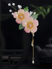 1个复古春夏粉色樱花流苏发夹，不褪色，长10厘米，时尚发饰，优雅时尚发爪，适合女性和女孩，日常装饰发髻、马尾辫、侧刘海，头部配饰，情人节配饰，女士发饰，发夹 - 彩色 - 查看 37