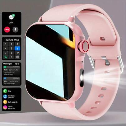 ERUN Reloj inteligente unisex de alta definición con control táctil 2025: Llamadas/Mensajería inalámbrica/Múltiples modos deportivos/Cámara remota/Rastreador de actividad física, Carga USB, Luz LED para exteriores, Correa de silicona, Conexión inteligente
