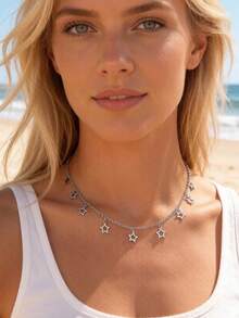 imoli 女士星星装饰优雅项链 - 銀色 - 查看 2