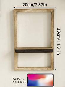 1pc Rustic Wooden Floating Shelf, Wall Mounted Storage Rack In Farmhouse Style For Bedroom, Kitchen, Bathroom, Small Wall Hanging Decorative Organizer - Multicolor - View 12
