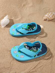 Summer New Kids Slippers, Soft Bottom Lightweight Comfortable Flip Flops, Indoor Outdoor Fashion Sandals - Blue - View 3