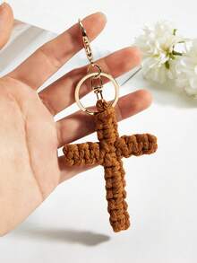 1pc/2pcs Handmade Woven Cross Keychain, Jesus Cross Keychain, Christian Car Key Chain, Bag Charm, Bohemian Soft Cross Keyring, Gift For Women Men, Holiday Decor, Birthday Gift, Couple Gift, Wedding Favor, Party Giveaway, Friend Gift - Multicolor - View 8