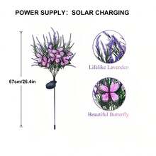 1pc Solar 7-Head Lavender With Butterfly Light, Lavender Butterfly Solar Ground Plug Light, LED Outdoor Anti Real Flower Landscape Light, Solar Garden Light Used For Outdoor Decoration Of Courtyard Gardens, Paths, Backyards, And Terraces. It Is The Best Gift For Mothers, Grandmothers, Women, Wives, Aunties, And Sisters - Purple Light - View 10