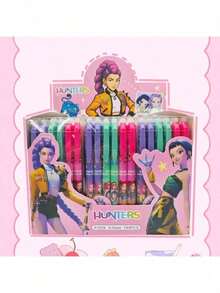 Hasbro 6支/套 KpopDemonHuntes 人气韩流女巫狩猎组合可擦中性笔，按压式笔，学生文具，男士签名笔，返校/情人节礼物 - 查看 4