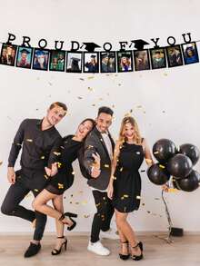 12pcs/Set Graduation Party Decorations, 2026 Graduation Photo Frame Banner, Suitable For 2026 Graduate Photos, Graduation Party Supplies, Party Decorations, Home Decor For Graduation Season (Black) - A - View 4