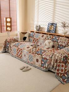 1pc Geometric Pattern Chenille Sofa Throw, Luxury Sofa Cover, Full Coverage Sofa Cushion Slipcover, All Season Use, Anti-Slip Anti-Dust Fixed Sofa Cover, Wrinkle-Resistant, Soft & Fine Texture, Protect Sofa, Machine Washable, Non-Deformation, Fade-Resistant, Durable, Anti-Pet Scratch, Anti-Stain, Sofa Makeover, Sofa Decor, Enhance Ambiance, 1-4 Seater, L-Shaped Sofa - Multicolor - View 2