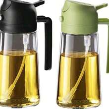 1PC 16.5oz Oil Dispenser Bottle For Kitchen - 2 In 1 Olive Oil Dispenser And Oil Sprayer - 470ml Olive Oil Bottle - Oil Sprayer For Cooking, Restaurant Kitchen, Salad, Barbecue,The Color And Style Are Random. - View 1