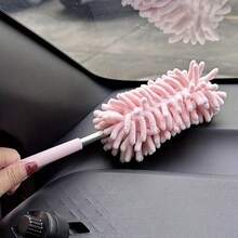 1 Set Mini Car Duster Brush, Flexible Adjustable Ultra-Fine Fiber Cleaning Tool For Home And Vehicle Interior Maintenance - Made Of Polyester Fiber. - Pink - View 8