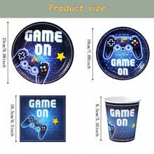 Game Controller Disposable Tableware Set, 7/9 Inch Party Plates, Disposable Paper Plates, Cups, Napkins, Suitable For Festivals, Weddings, Engagements, Birthdays, Parties, Celebrations - Multicolor - View 2