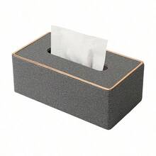 1pc Luxury Fabric Tissue Box, High-Quality Desktop Paper Towel Holder, Creative Home Decor Tissue Box Suitable For Dining Room, Living Room, Kitchen, Bedroom, Mother's Day Gift, Birthday Gift - Dark Grey - View 9