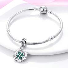 Horseshoe & Four-Leaf Clover Pendant Decorations, Suitable For DIY Bracelets And Necklaces, Lucky Gift For Vacation, Party, Holiday, Birthday And Other Occasions - Silver - View 7