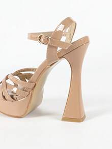 Giày cao gót kiểu Pháp dự tiệc và dạ hội, giày bít mũi vuông hở mũi thanh lịch, giày cao gót đế dày phù hợp cho du lịch, đám cưới và mang hàng ngày. - Màu Hồng  San hô - Xem 8