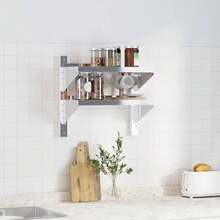 Étagère murale à 2 niveaux 50 x 23,5 x 48 cm Acier inoxydable argenté - 1PC - Voir 3