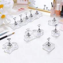 1个心形和熊图案可重复使用磁性亚克力美甲展示架，云朵形便携式假指甲展示架，美甲工具 - 彩色 - 查看 9