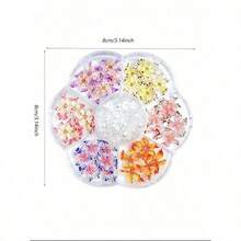 1 Box Y2K Leopard Print Colorful Flower Nail Art Decorations, 3D Polka Dot Flowers, ABS Faux Pearl, Suitable For Valentine's Day Party Nail Art Decor, DIY Nail Supplies, Nail Gems Nails - 彩色 - 查看 4
