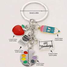 1pc Unisex Creative Paintbrush Palette Apple Keychain Pendant, Teacher's Day & Graduation Gift, Backpack Accessory - Multicolor - View 4