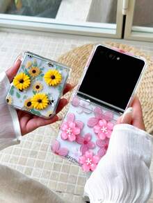 三星 Galaxy Z Flip7 / Z Flip 6 / Z Flip 5 / 5G 专用 3D 樱花图案透明硬壳，夏季透明保护套 - 雛菊 - 查看 5