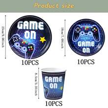 Game Controller Disposable Tableware Set, 7/9 Inch Party Plates, Disposable Paper Plates, Cups, Napkins, Suitable For Festivals, Weddings, Engagements, Birthdays, Parties, Celebrations - Multicolor - View 14