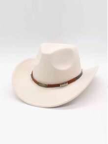 1 chiếc mũ len denim kiểu Âu và Mỹ mùa xuân/hè, mũ vành rộng che nắng unisex, mũ nhạc Jazz - Mũ đinh tán bện - Xem 4